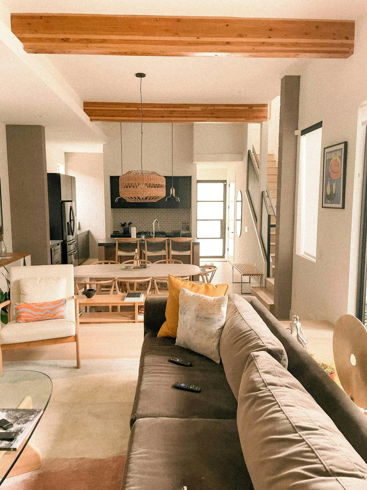 Exposed ceiling beam detail