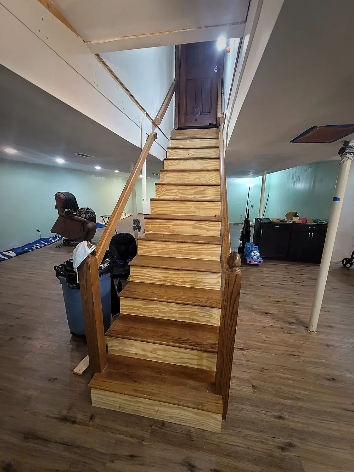 The same staircase before the enclosure and storage were built
